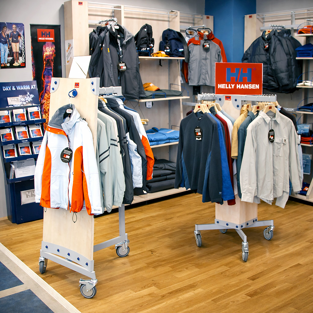 Helly Hansen - vybavení obchodu, design obchodu